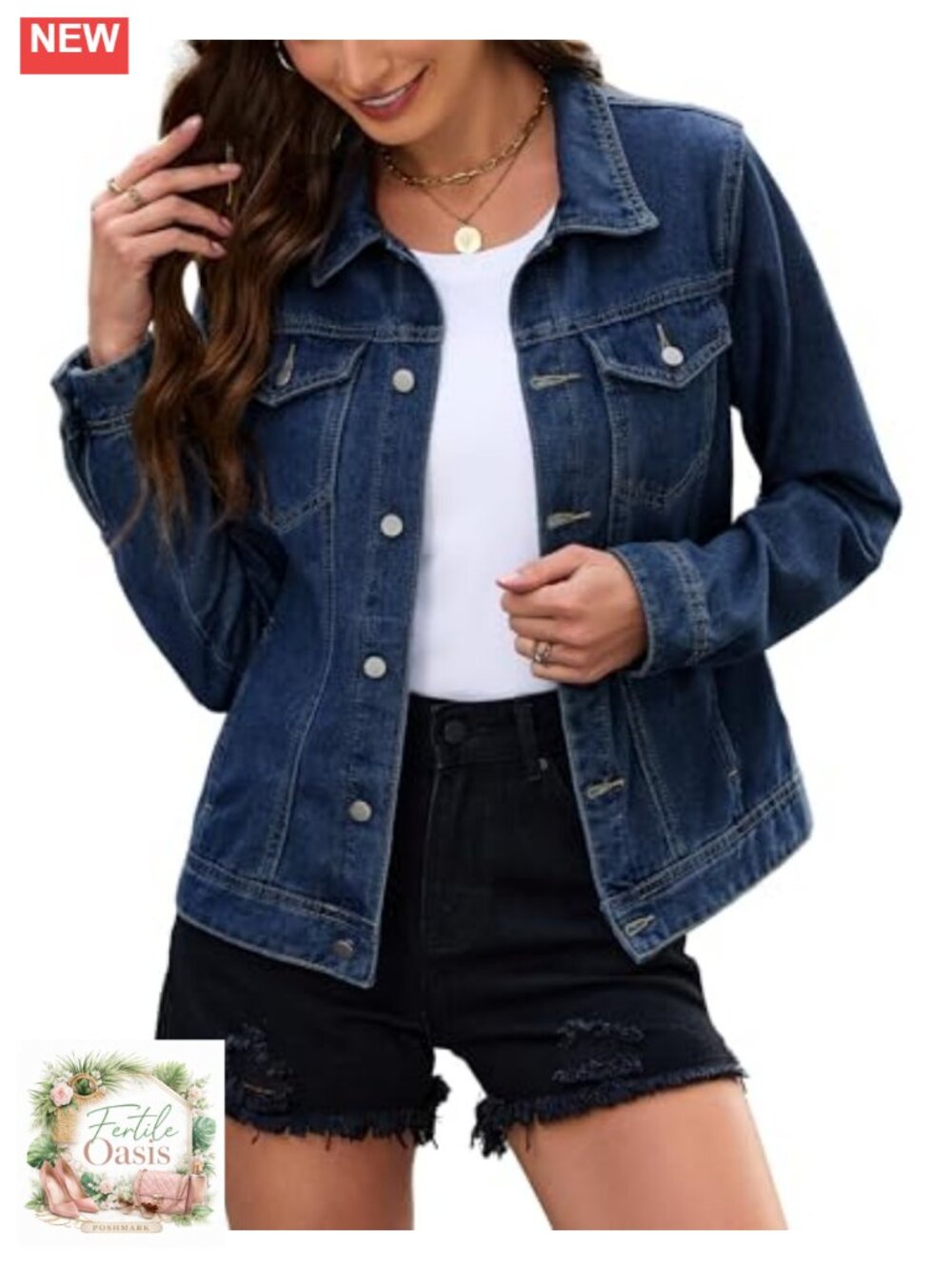 Women's Cropped Denim Jacket Fitted Button Down Long Sleeve Stretch Jean Coat